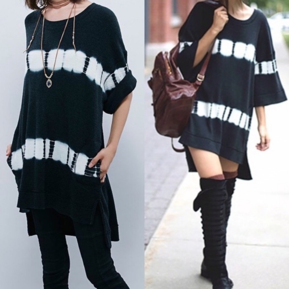 We The Free Black and White Tunic Top